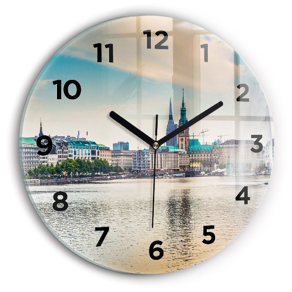 Wanduhr rund mit motiv Binnenalster in Hamburg
