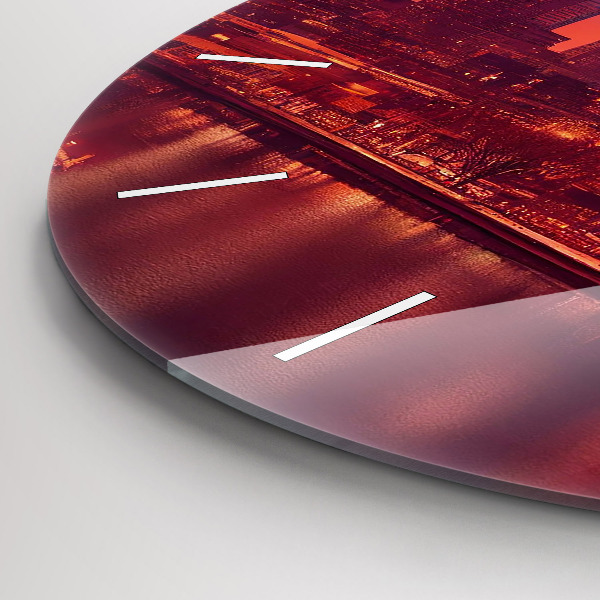 Wanduhr rund mit motiv Stadt bei Nacht in Philadelphia