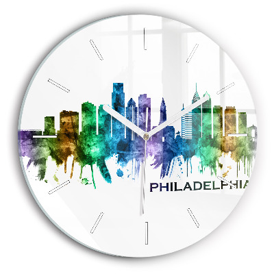 Wanduhr glas rund Bunte Philadelphia