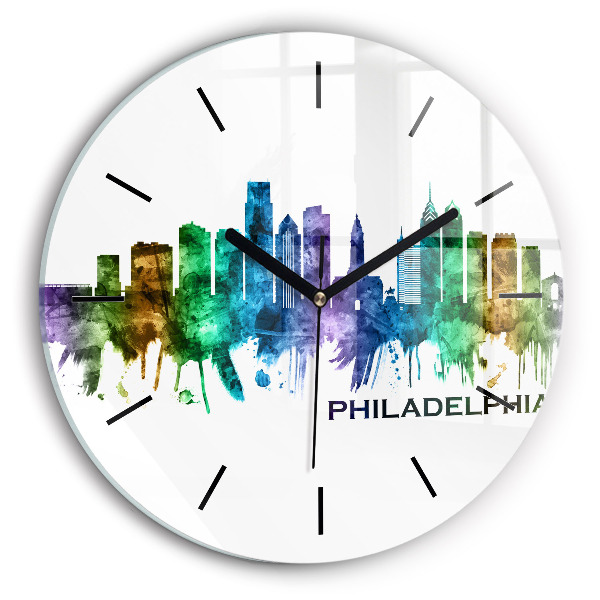 Wanduhr glas rund Bunte Philadelphia