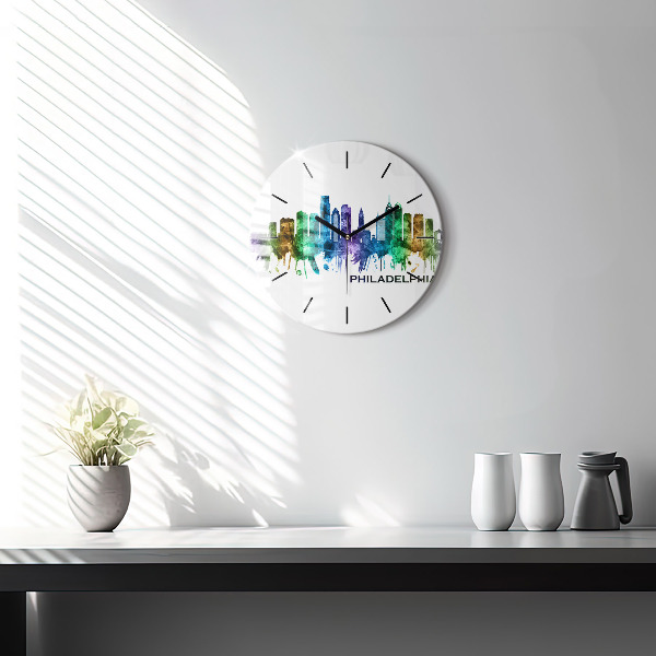Wanduhr glas rund Bunte Philadelphia