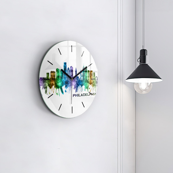 Wanduhr glas rund Bunte Philadelphia