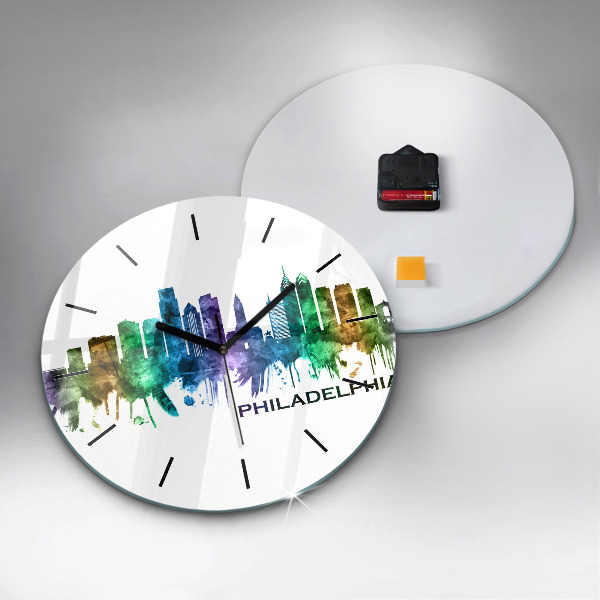 Wanduhr glas rund Bunte Philadelphia