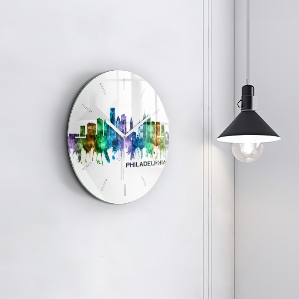 Wanduhr glas rund Bunte Philadelphia