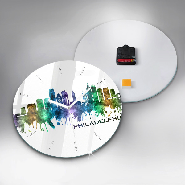 Wanduhr glas rund Bunte Philadelphia