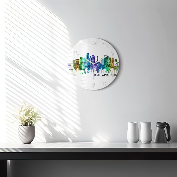 Wanduhr glas rund Bunte Philadelphia