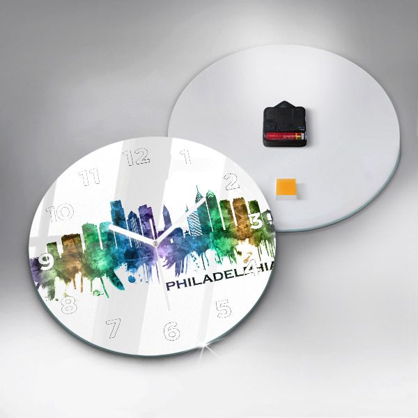 Wanduhr glas rund Bunte Philadelphia