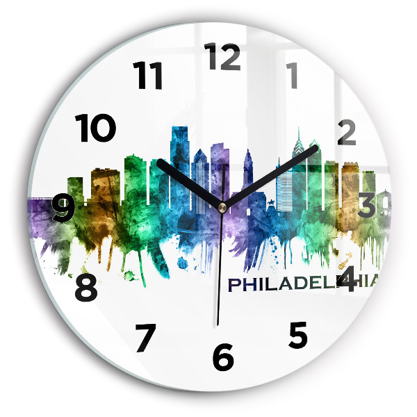 Wanduhr glas rund Bunte Philadelphia