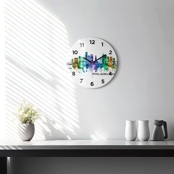 Wanduhr glas rund Bunte Philadelphia