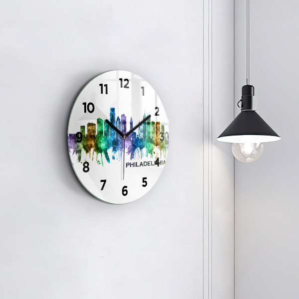 Wanduhr glas rund Bunte Philadelphia
