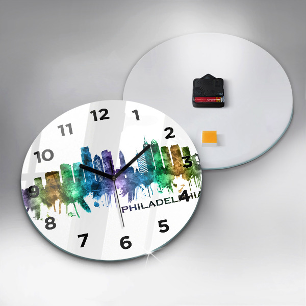 Wanduhr glas rund Bunte Philadelphia