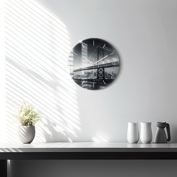 Wanduhr rund mit motiv Brücke bei Nacht in San Francisco