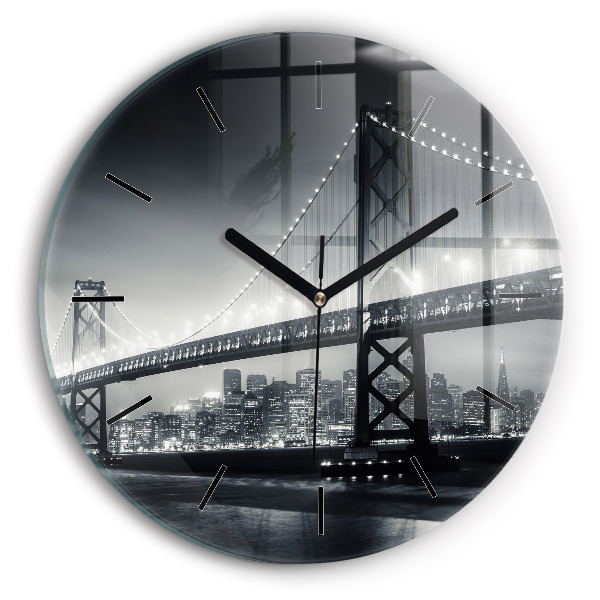 Wanduhr rund mit motiv Brücke bei Nacht in San Francisco