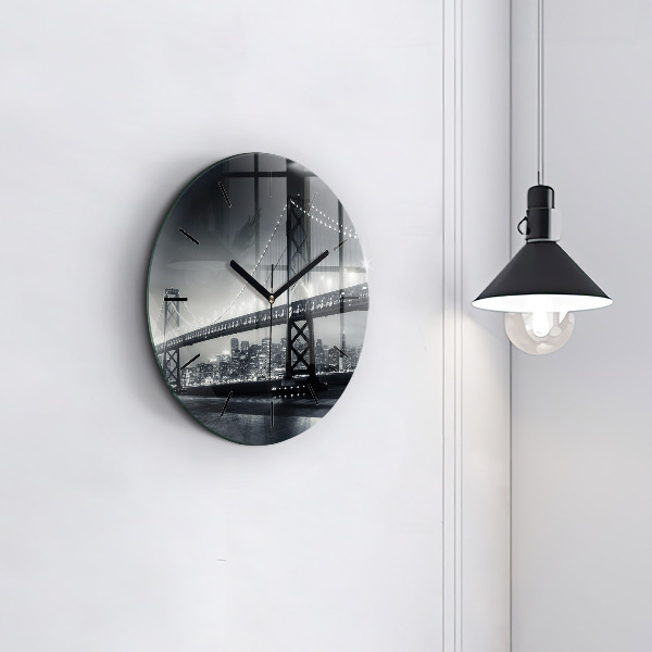 Wanduhr rund mit motiv Brücke bei Nacht in San Francisco