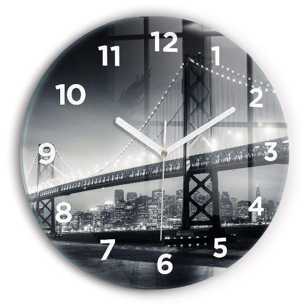Wanduhr rund mit motiv Brücke bei Nacht in San Francisco