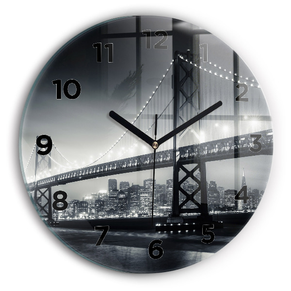 Wanduhr rund mit motiv Brücke bei Nacht in San Francisco