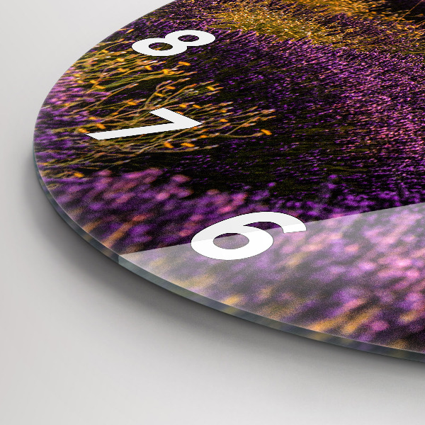 Wanduhr rund mit motiv Lavendelwiese Frankreich