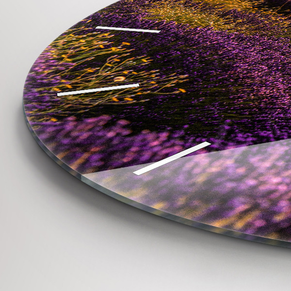 Wanduhr rund mit motiv Lavendelwiese Frankreich