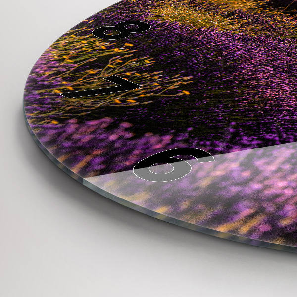 Wanduhr rund mit motiv Lavendelwiese Frankreich