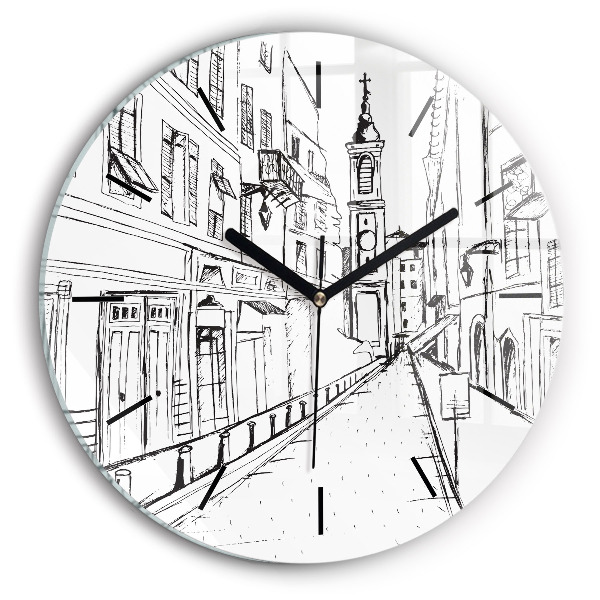 Wanduhr glas rund Stadtzeichnung Provence