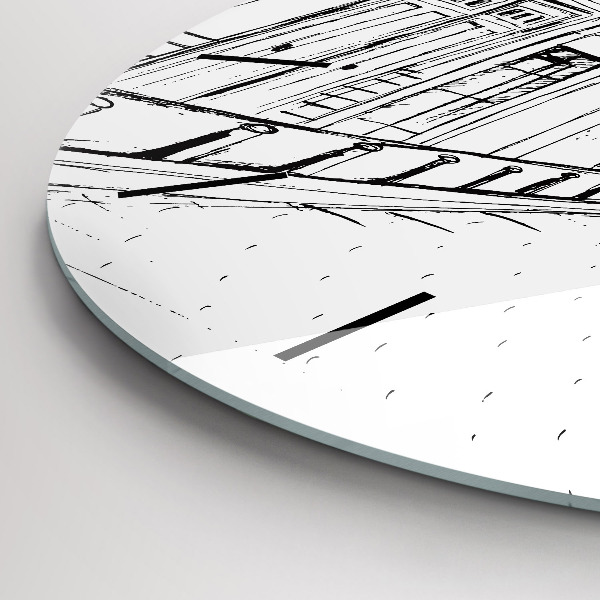 Wanduhr glas rund Stadtzeichnung Provence