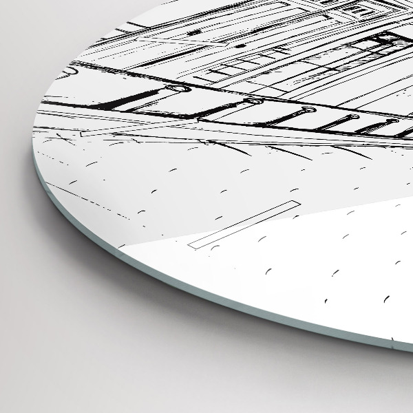 Wanduhr glas rund Stadtzeichnung Provence