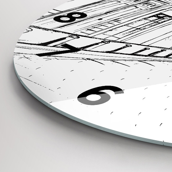 Wanduhr glas rund Stadtzeichnung Provence