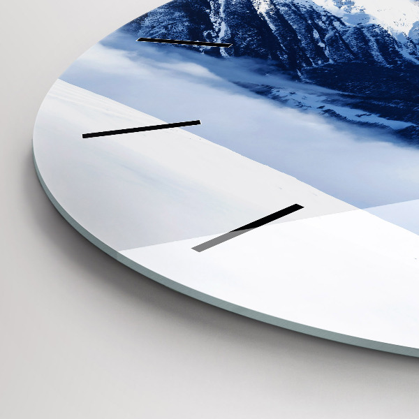 Wanduhr glas rund Panorama der Berge