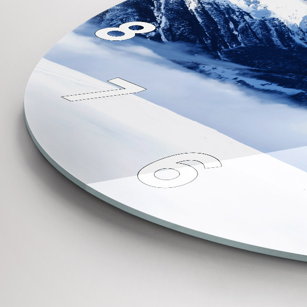 Wanduhr glas rund Panorama der Berge