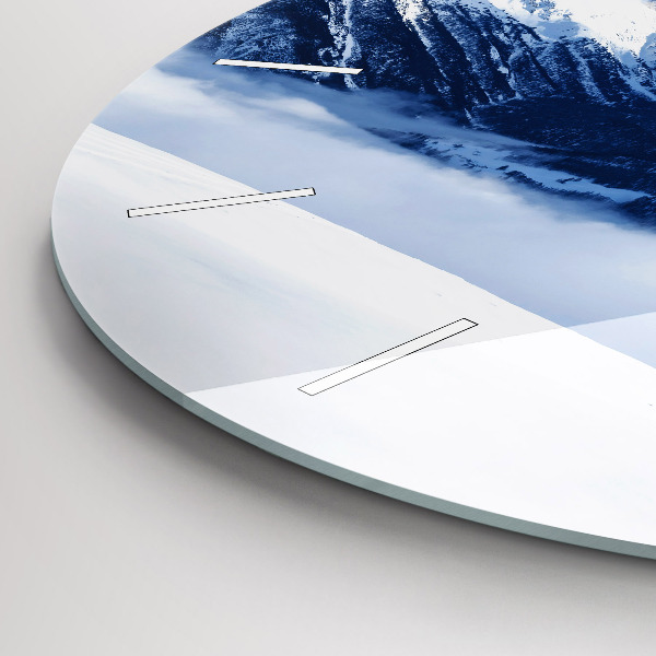 Wanduhr glas rund Panorama der Berge