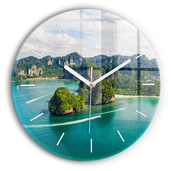 Wanduhr glas rund Insel in Thailand