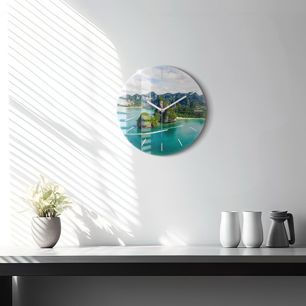 Wanduhr glas rund Insel in Thailand