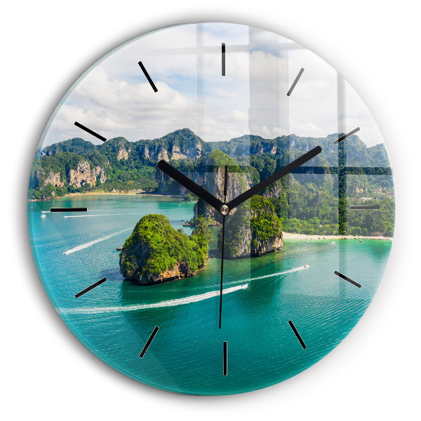 Wanduhr glas rund Insel in Thailand