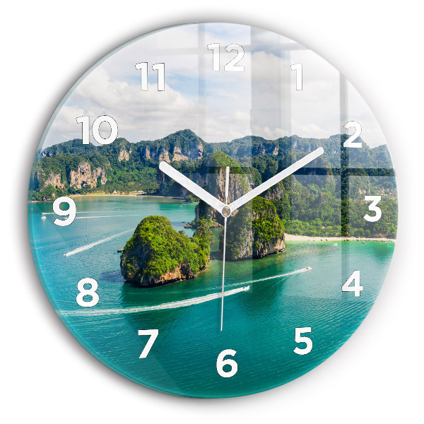 Wanduhr glas rund Insel in Thailand