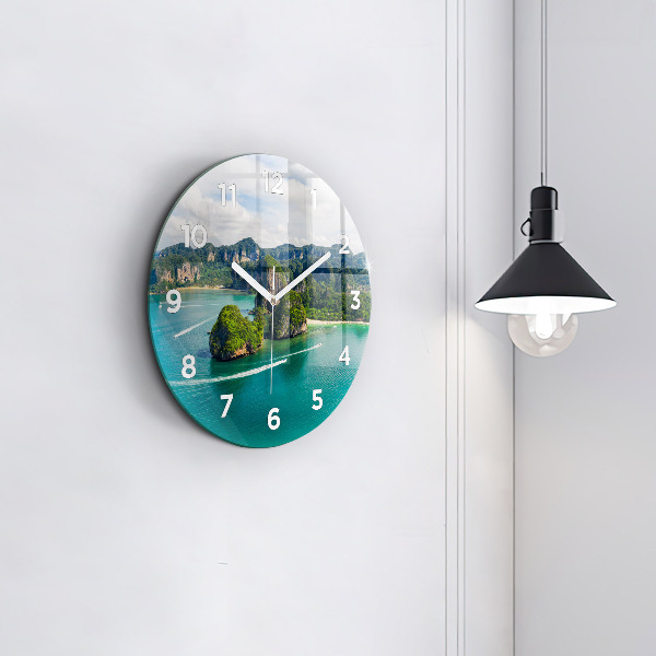 Wanduhr glas rund Insel in Thailand