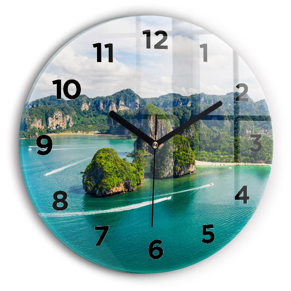 Wanduhr glas rund Insel in Thailand