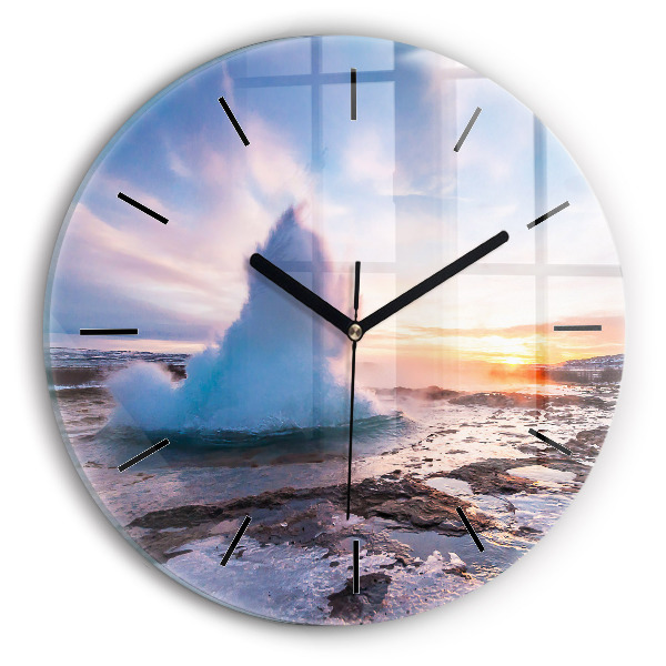 Wanduhr rund mit motiv Geysir auf der Insel Island