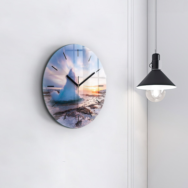 Wanduhr rund mit motiv Geysir auf der Insel Island
