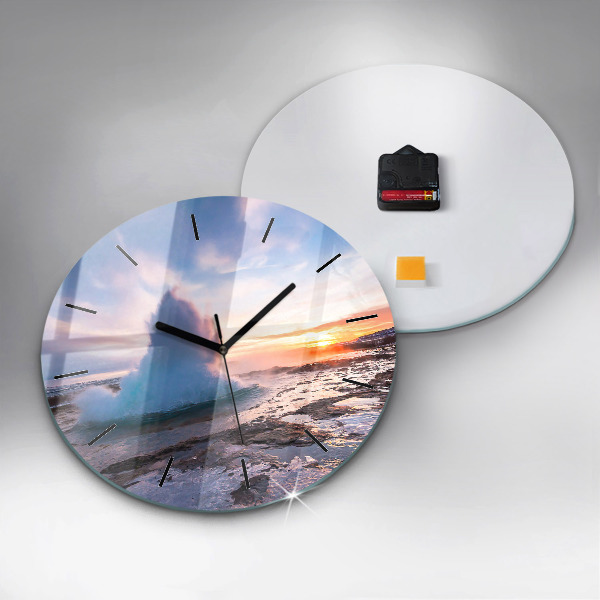 Wanduhr rund mit motiv Geysir auf der Insel Island