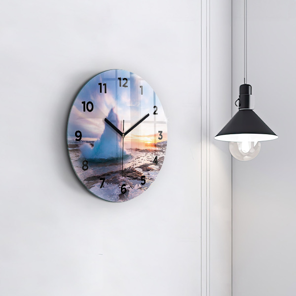 Wanduhr rund mit motiv Geysir auf der Insel Island