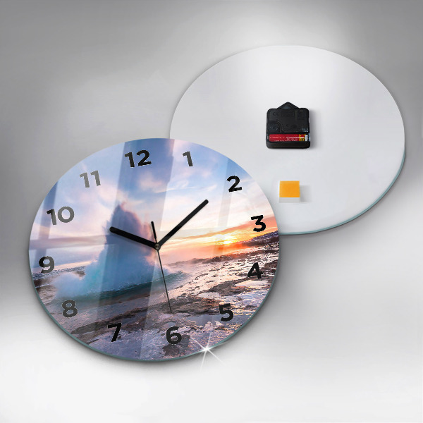Wanduhr rund mit motiv Geysir auf der Insel Island
