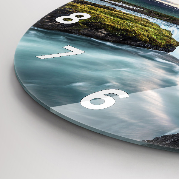 Wanduhr rund mit motiv Landschaft mit Wasserfall