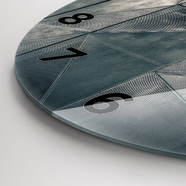 Wanduhr glas rund Metall abstrakte Dreiecke