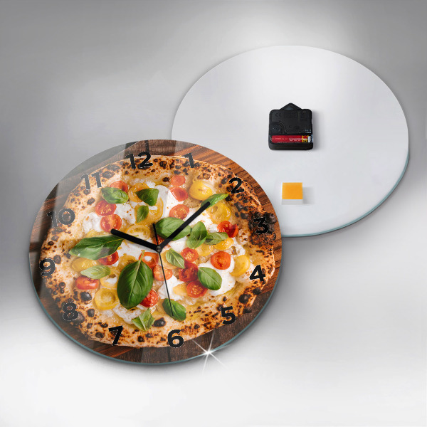 Wanduhr glas rund Italienische Pizza