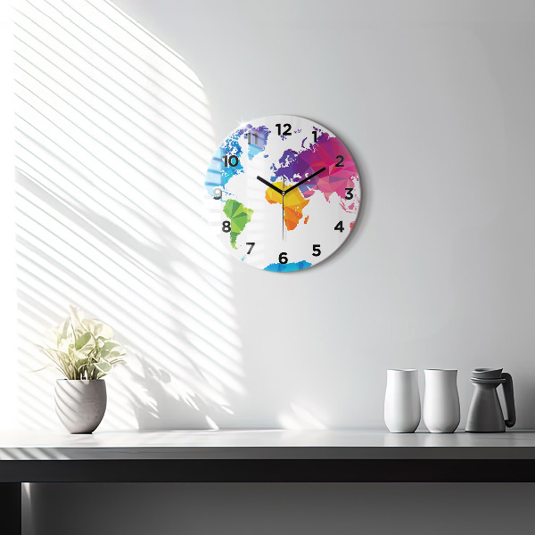 Wanduhr glas rund Abstrakte Weltkarte