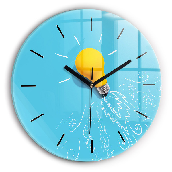 Wanduhr rund mit motiv Glühbirne Zeichnung