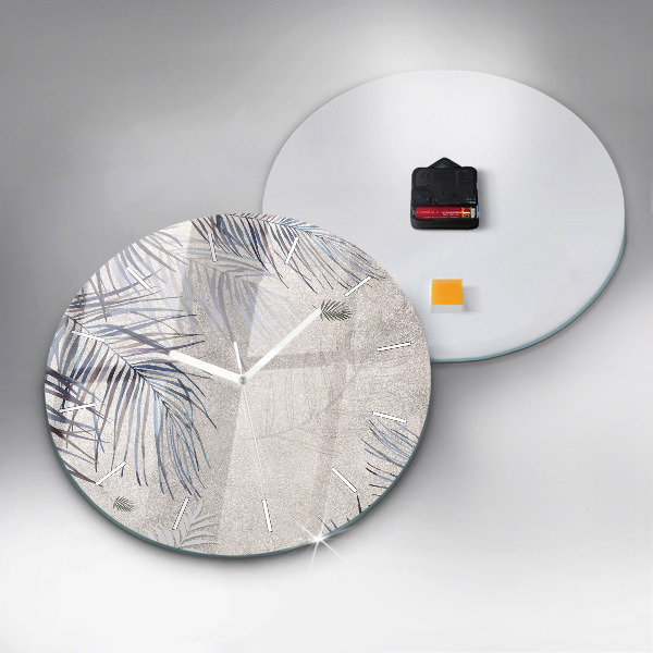 Wanduhr glas rund Palmenblatt