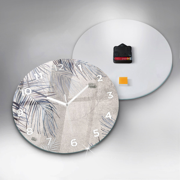Wanduhr glas rund Palmenblatt