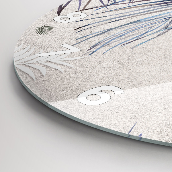 Wanduhr glas rund Palmenblatt