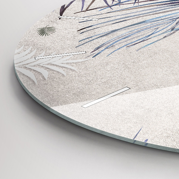 Wanduhr glas rund Palmenblatt